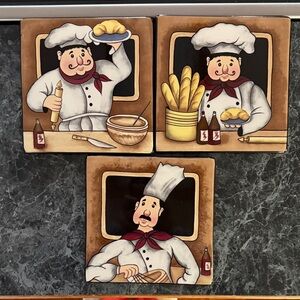 Home Interiors Chef Ceramic Tile Set - Black, Brown, Red